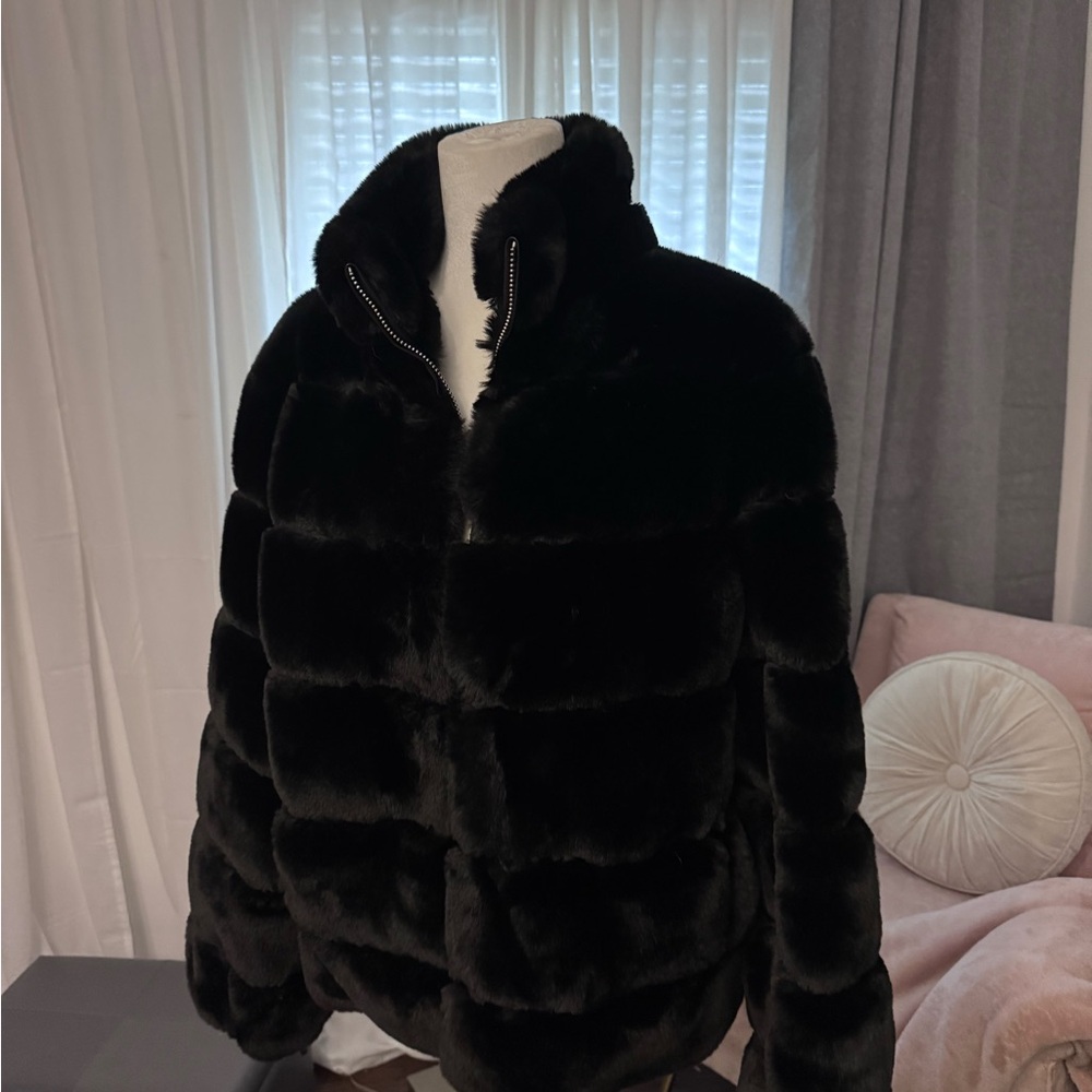 Luxurious Black Faux Fur Jacket